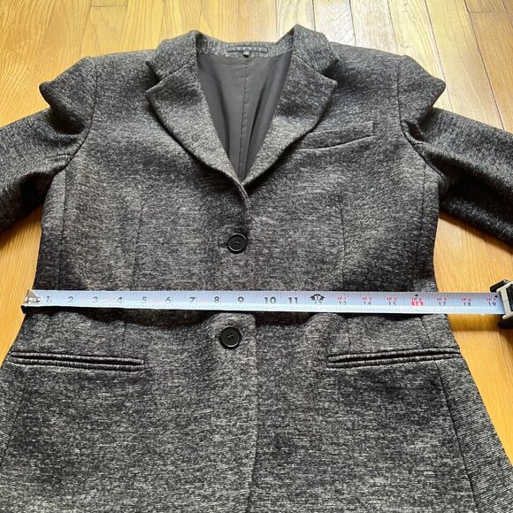 Theory Size 12 Gray Kiersten K Strategy Wool Cotton Blend Tweed Blazer Jacket - Picture 11 of 16